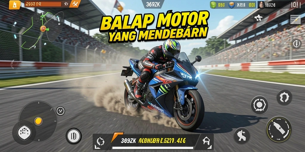 Tangkapan layar <strong>369ZK</strong> yang menunjukkan aksi balap motor yang intens.