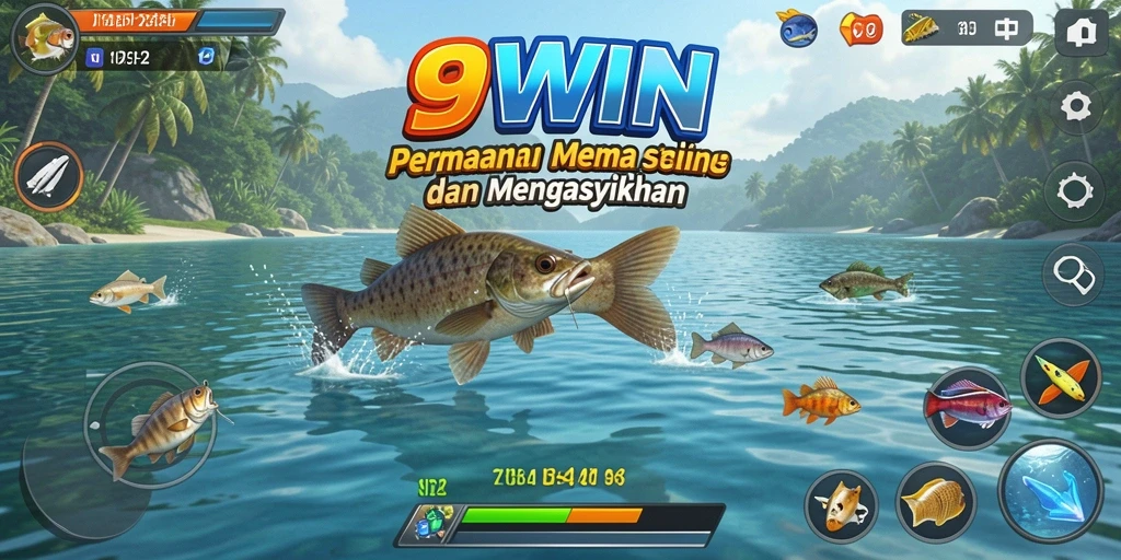 Screenshot gameplay 9WIN yang menampilkan momen memancing yang mendebarkan.