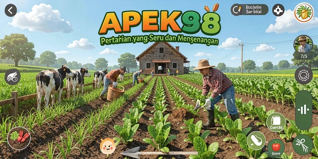 Tampilan menarik dari gameplay APEK88 saat merawat kebun.