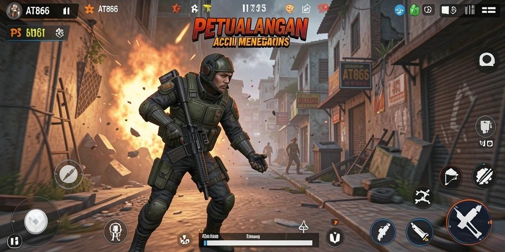 Tampilan gameplay seru dalam AT866 dengan aksi mendebarkan.