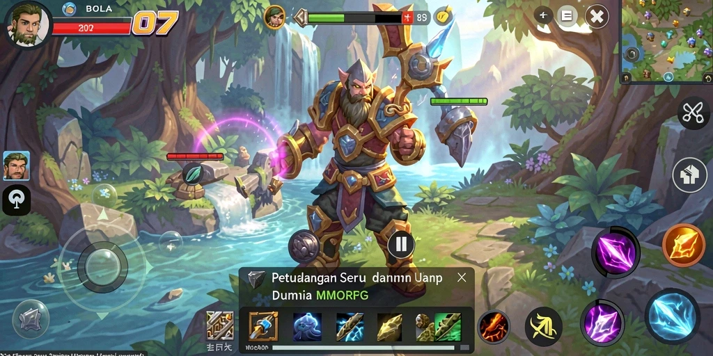 Tampilan gameplay seru BOLA07 dengan aktivitas petualangan MMORPG.