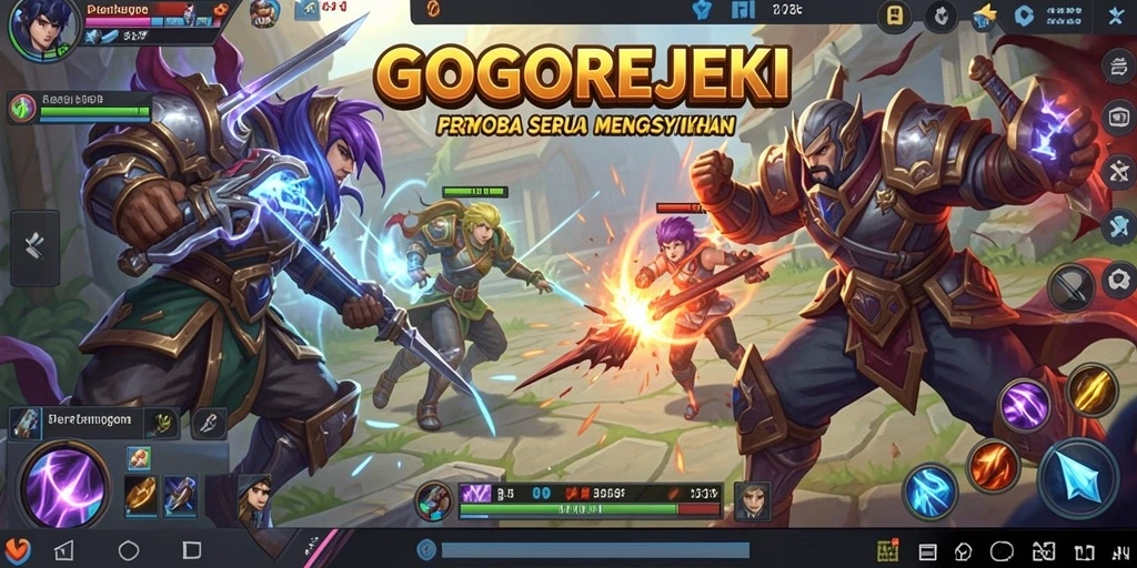 Gameplay seru di GOGOREJEKI dengan pertarungan tim yang intens.