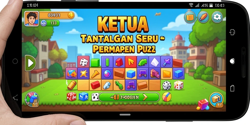 Tampilan gameplay puzzle yang menantang di KETUA.