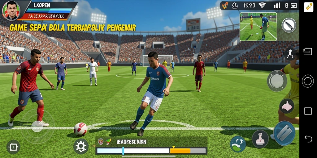 Screenshot LKOPEN menunjukkan aksi pertandingan sepak bola yang seru.