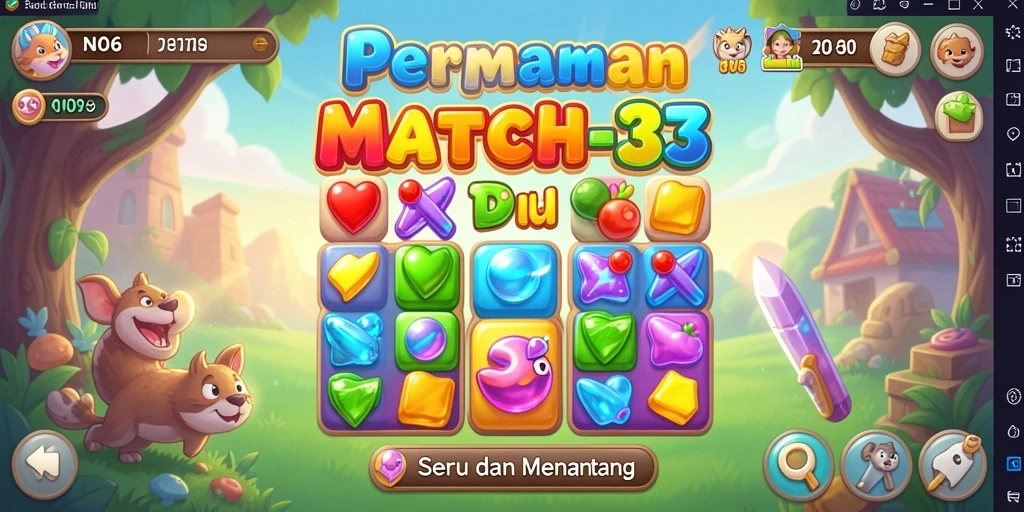 Tampilan gameplay N06 dengan kecocokan permata Match-3 yang menarik.