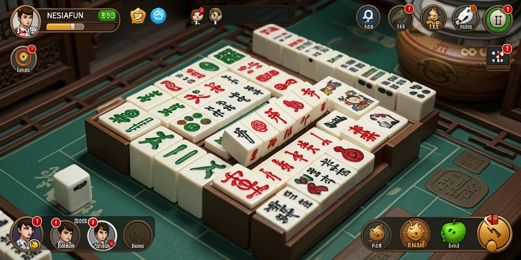 Screenshot gameplay NESIAFUN menunjukkan aksi seru Mahjong.