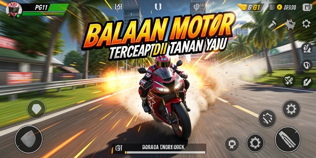 Gameplay PG11 menampilkan balapan motor yang mendebarkan dan cepat.