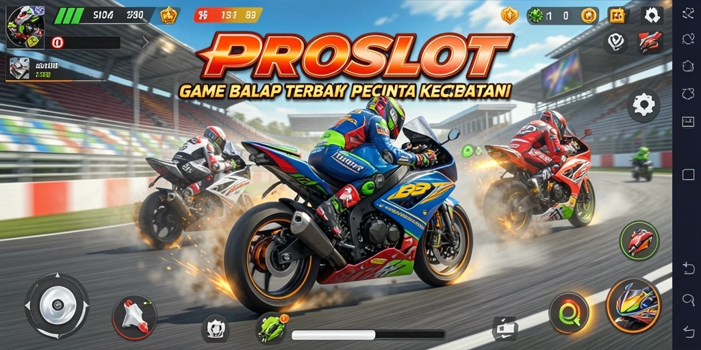 Tampilan gameplay menegangkan dari balapan motor di PROSLOT.