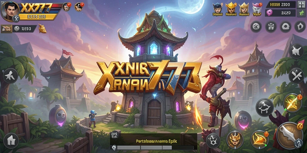 Screenshot utama XXX777 menampilkan gameplay seru Tower Defense.